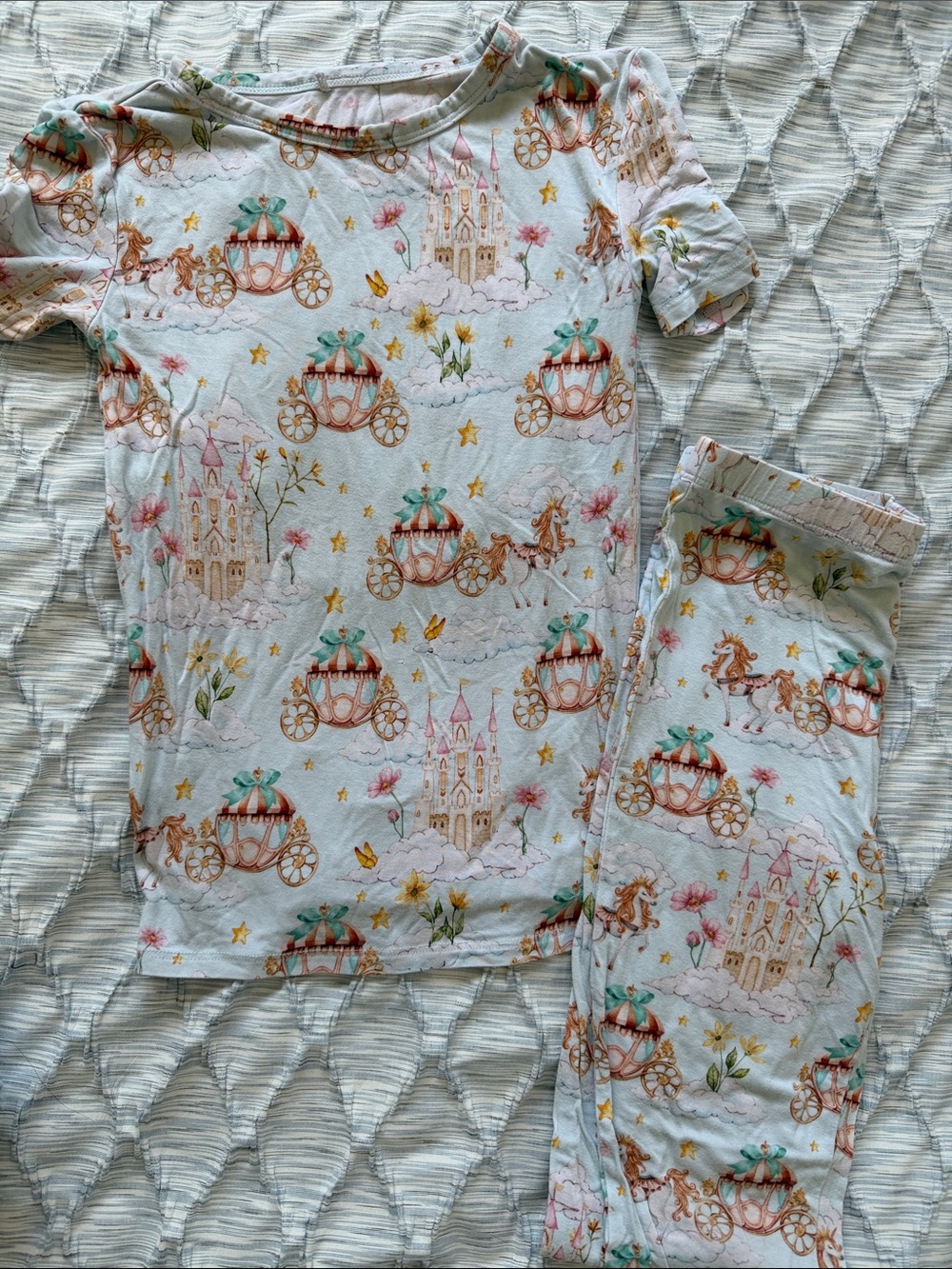 Posh Peanut Mint Pink Gold Princess Carriage Pajama Set